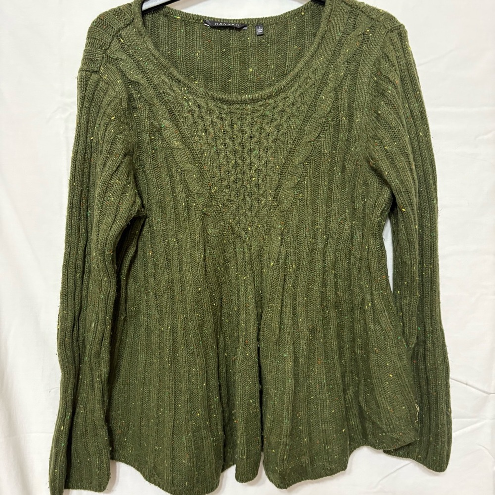Hannah green confetti cable knit sweater. - Picture 2 of 8